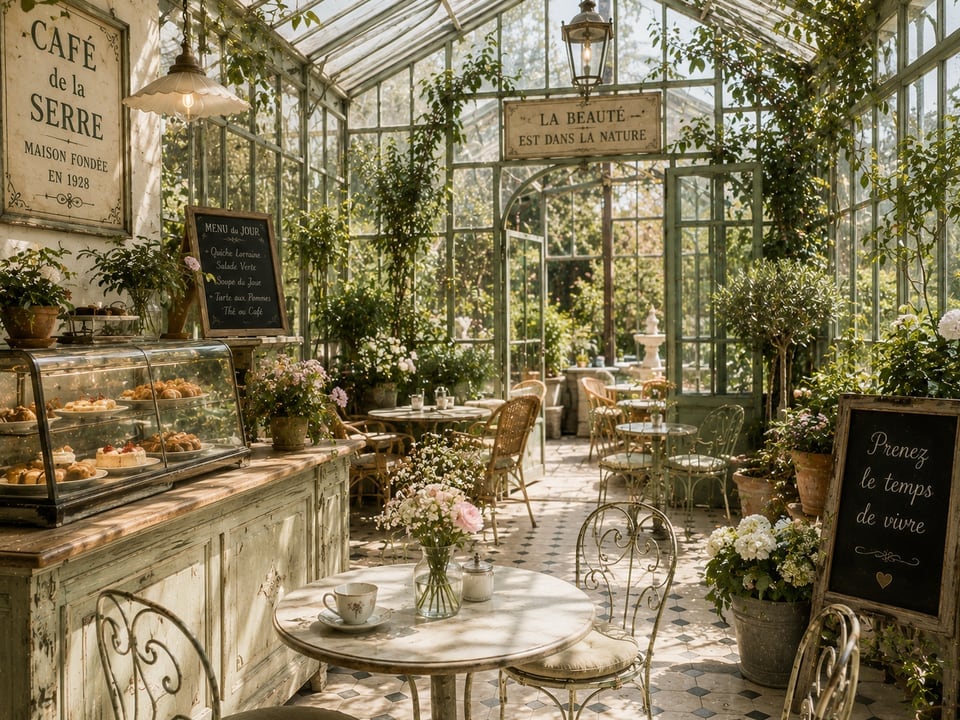Gewächshaus-Café mit Pflanzen