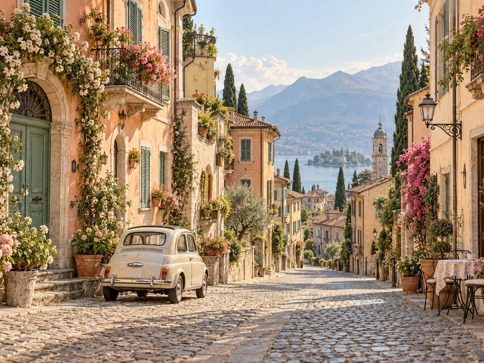 Italienische Gasse mit kleinem Oldtimer