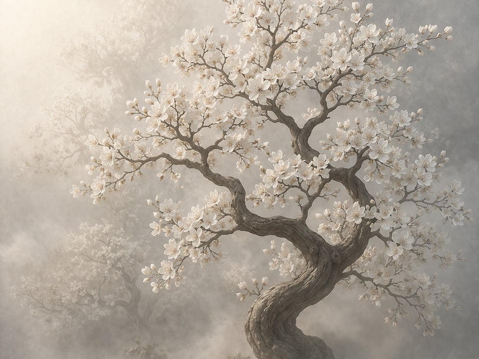 Kahler Baum im Nebellicht