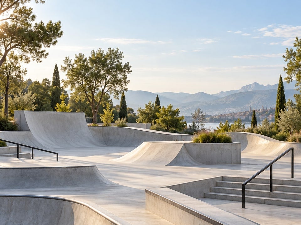 Skatepark mit Bergblick