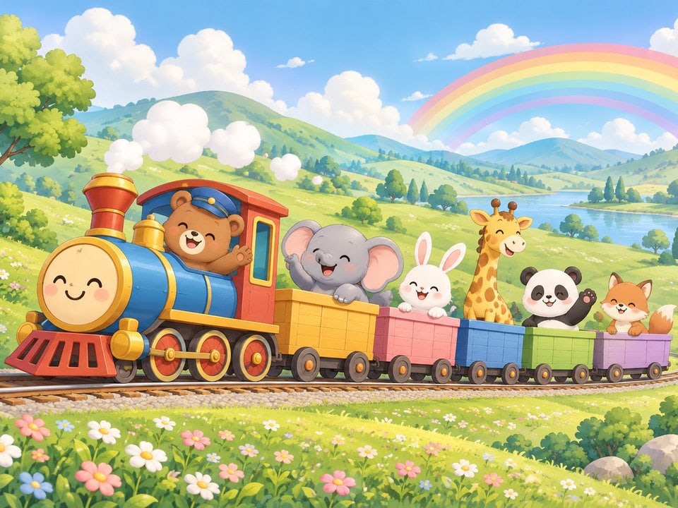 Regenbogenzug mit Tierfreunden