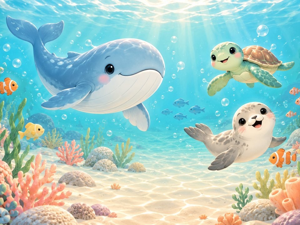 Wal und Meeresfreunde unter Wasser