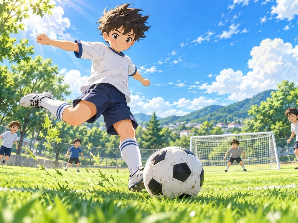 Fußball auf der Sommerwiese