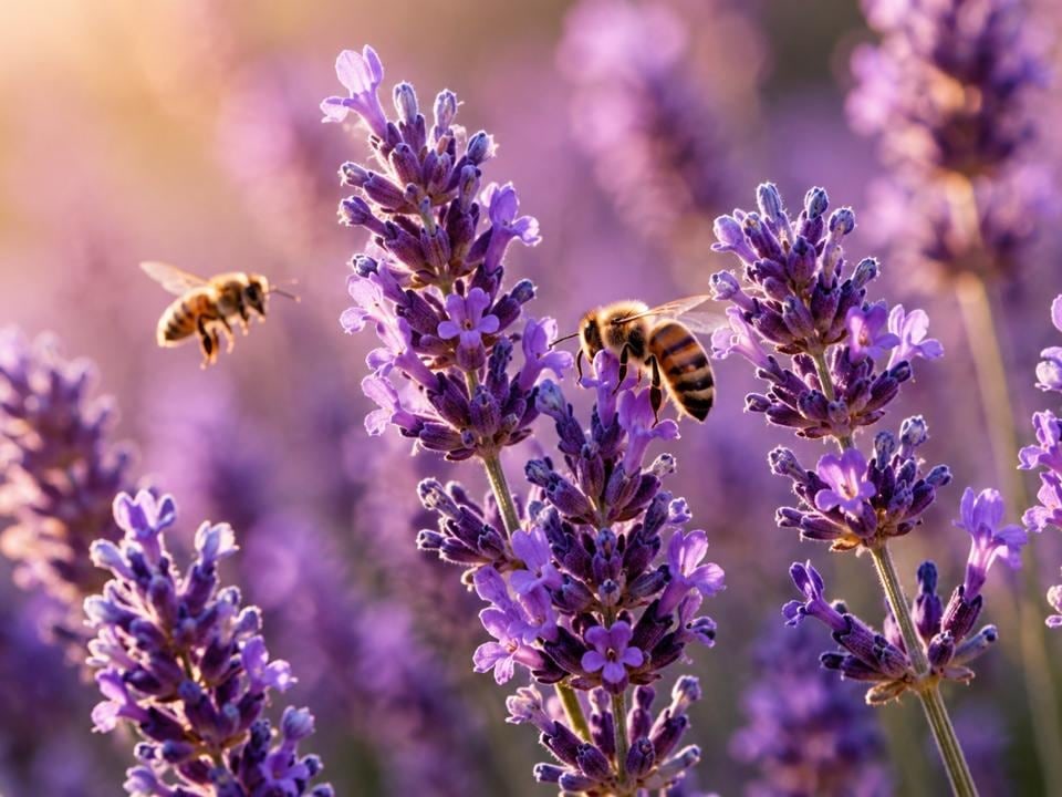 Lavendelblüten mit Bienen