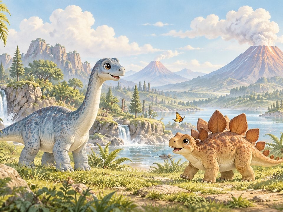 Dinosaurier am Vulkansee