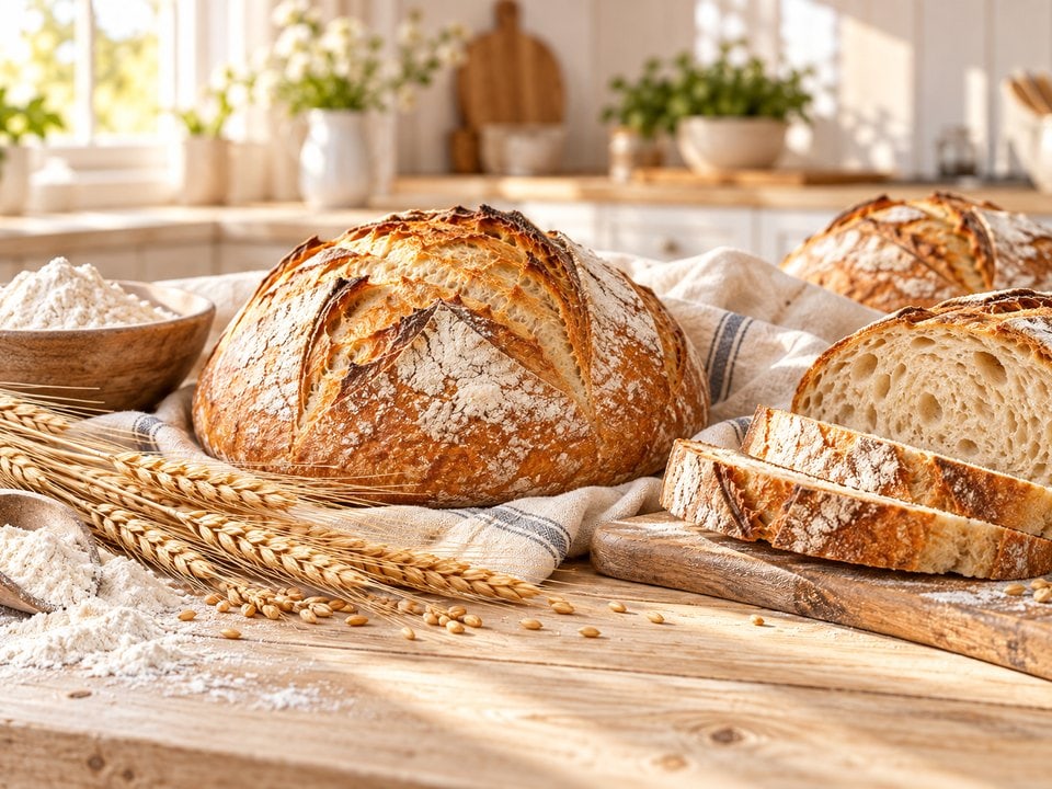 Frisches Brot mit Weizenähren