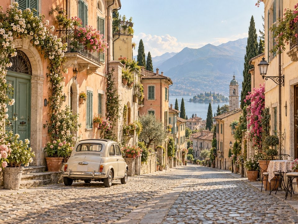 Italienische Gasse mit kleinem Oldtimer