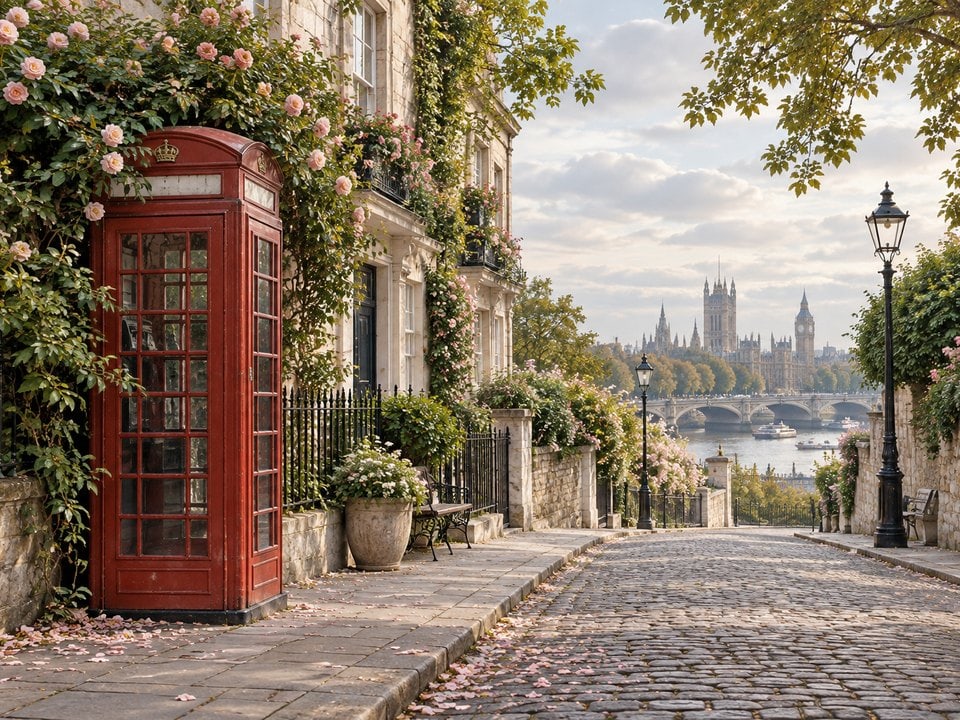 Rote Telefonzelle in der Londoner Gasse