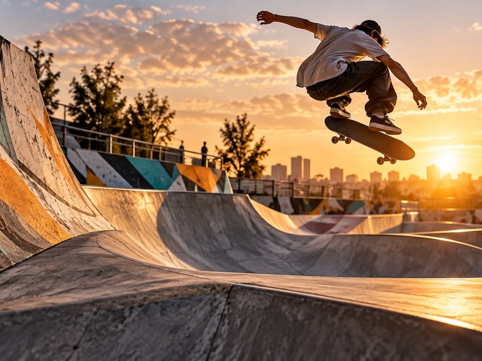 Skater über der Graffiti-Bowl