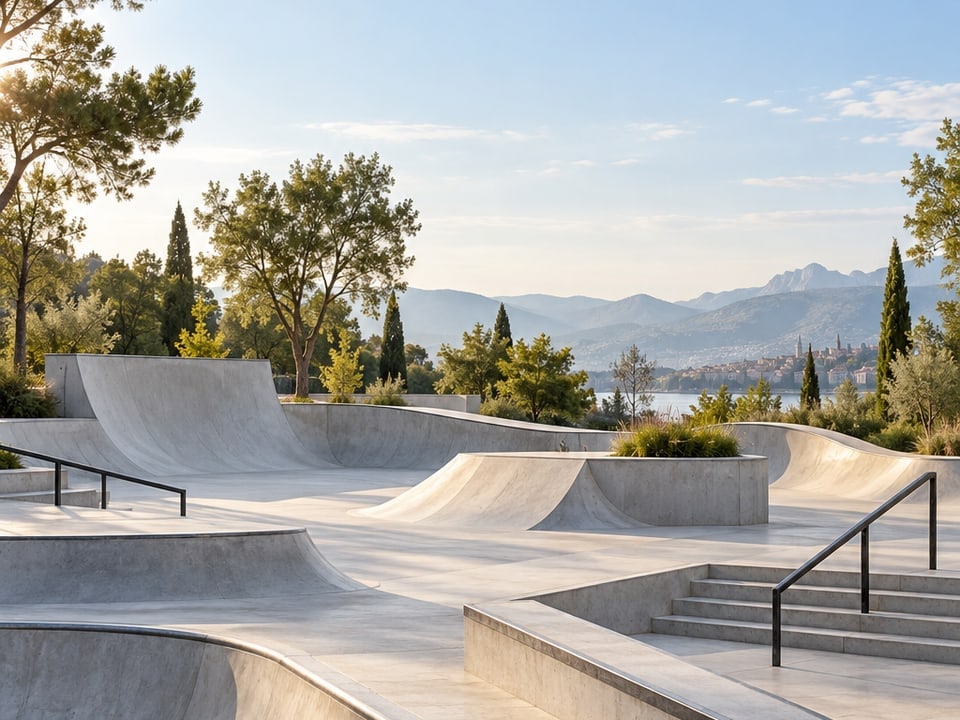 Skatepark mit Bergblick